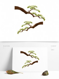 中国风常青树迎客松元素设计