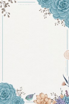 文艺春季花卉边框海报背景