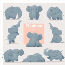 小可爱可爱小象卡通大象矢量图