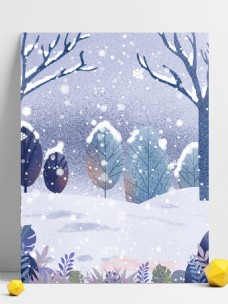彩绘冬季树林背景设计