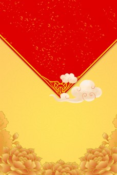 花开富贵中国红新年海报背景