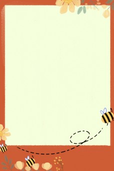 简约卡通蜜蜂边框背景