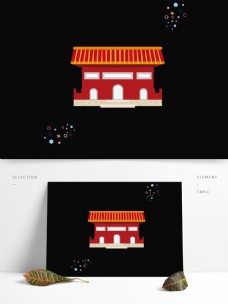 中国古代建筑矢量手绘元素背景套图9