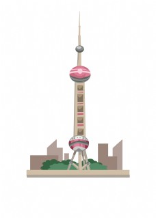 上海建筑手绘地标性建筑上海东方明珠插画