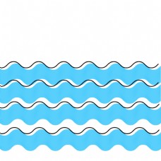 蓝色手绘通用波浪线装饰
