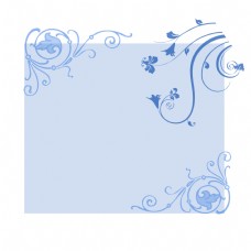 素雅鲜花淡雅蓝色鲜花边框欧式花纹元素