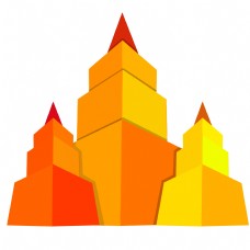 黄色的塔形立体几何