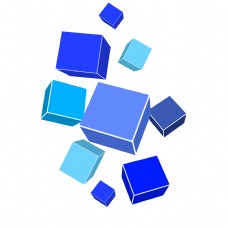 蓝色正方体立体几何