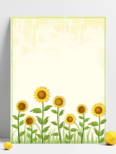 彩绘纯手绘原创向日葵植物花卉水彩边框背景