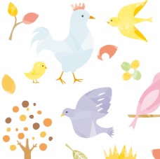 可爱小动物可爱卡通小鸟动物AI文件