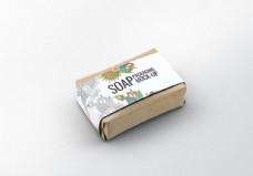 香皂肥皂传统纸质包装贴图样机