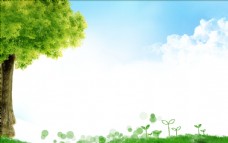 春天海报绿色大树环保植树节春天绿色背景