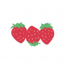 三只手绘水果草莓系列