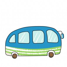 卡通蓝色公交车插画