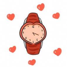手绘情人节手表插画
