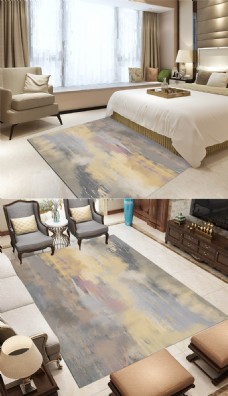 简约北欧现代水墨画图案抽象地毯地垫设计