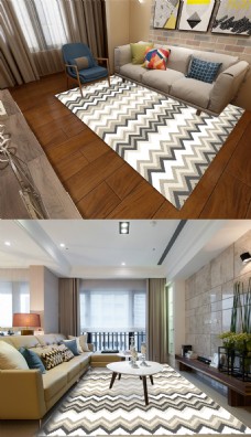 抽象设计现代简约几何抽象欧式条纹图案地毯地垫设计