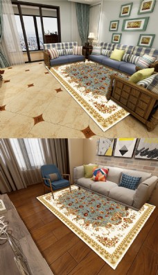 复古古典高贵奢华欧式多色图案地毯地垫设计