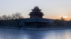 北京天安门故宫紫禁城皇家角楼护城河风景