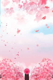 樱花季粉色浪漫背景合成