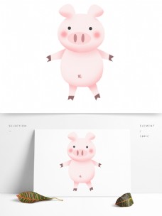 动物形象猪年动物猪卡通可爱插画剪纸风形象