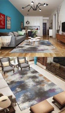 现代简约抽象墨水地毯油画地毯地垫设计
