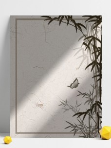 古典背景古典中国风宣纸竹子蝴蝶墙面光线背景