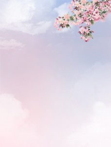 浪漫彩云手绘樱花背景