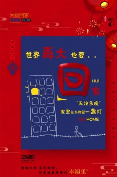 红色大气中国风回家过年春节海报