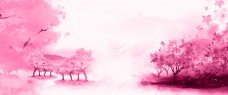 唯美古风粉色樱花节背景