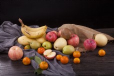 实物图摄影图各种新鲜水果香蕉等