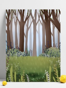 手绘立春节气树林背景设计