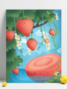 创意手绘草莓背景设计