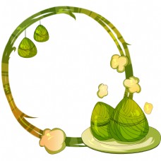 端午节装饰绿色的粽子边框插画