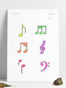 音乐元素MBE风格彩色音乐符号装饰图案元素合集