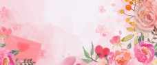 唯美浪漫小清新鲜花粉色38妇女节女王节背景