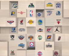 底纹背景立体方块上的NBA标志背景底纹