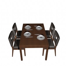 桌椅组合饭桌椅子组合套装正面视角