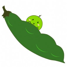 绿色蔬菜拨开的豌豆表情露出笑脸