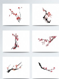 中国风设计中国风水墨手绘梅花设计素材图