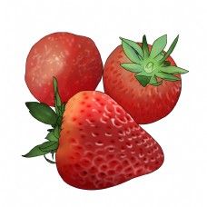 手绘写实水果红色草莓PNG素材
