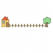 木线房屋栅栏树木分割线