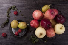 新鲜水果雪梨苹果等实物图摄影图1