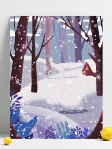 手绘冬季雪地背景设计