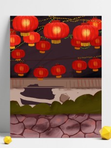 中国风元宵节赏花灯背景设计