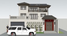 草图大师模型中式小别墅