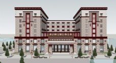 草图大师模型藏式风格酒店