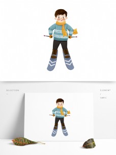 滑雪的男孩卡通人物设计