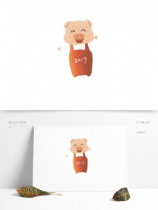 插画设计手绘打招呼的小猪插画元素设计