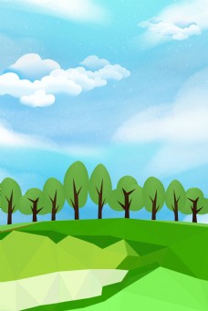 矢量绿色卡通森林环保风景
